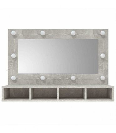 vidaXL Mirror Cabinet with LED Concrete Grey 90x31.5x62 cm