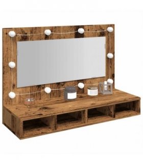 vidaXL Mirror Cabinet with LED Old Wood 90x31.5x62 cm