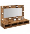 vidaXL Mirror Cabinet with LED Old Wood 90x31.5x62 cm