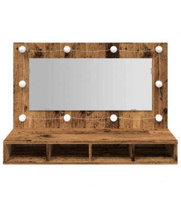 vidaXL Mirror Cabinet with LED Old Wood 90x31.5x62 cm