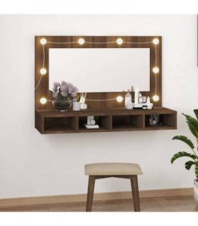vidaXL Mirror Cabinet with LED Brown Oak 90x31.5x62 cm