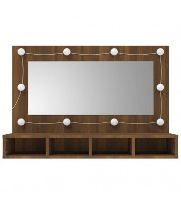 vidaXL Mirror Cabinet with LED Brown Oak 90x31.5x62 cm