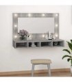 vidaXL Mirror Cabinet with LED Grey Sonoma 90x31.5x62 cm