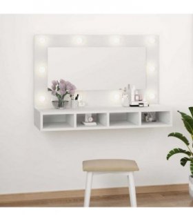 vidaXL Mirror Cabinet with LED White 90x31.5x62 cm