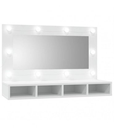 vidaXL Mirror Cabinet with LED White 90x31.5x62 cm