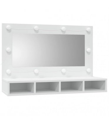 vidaXL Mirror Cabinet with LED White 90x31.5x62 cm