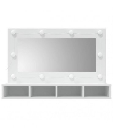 vidaXL Mirror Cabinet with LED White 90x31.5x62 cm