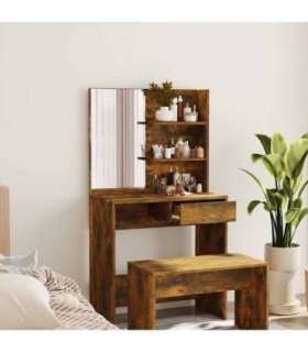 vidaXL Dressing Table with Mirror Smoked Oak 74.5x40x141 cm