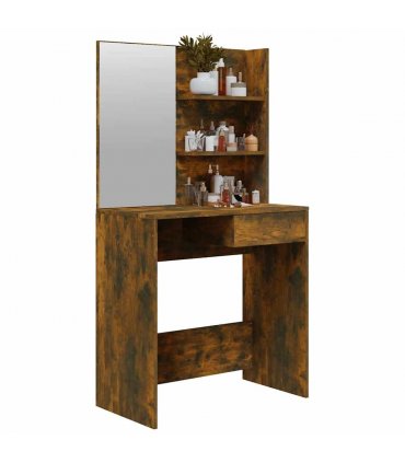 vidaXL Dressing Table with Mirror Smoked Oak 74.5x40x141 cm