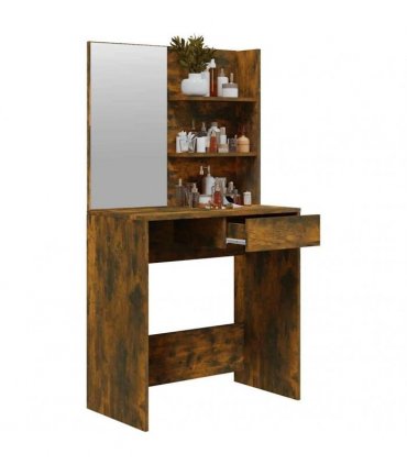 vidaXL Dressing Table with Mirror Smoked Oak 74.5x40x141 cm
