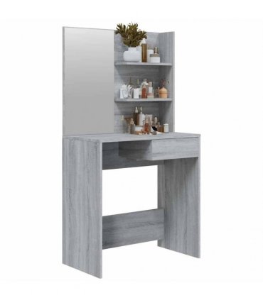 vidaXL Dressing Table with Mirror Grey Sonoma 74.5x40x141 cm