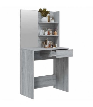 vidaXL Dressing Table with Mirror Grey Sonoma 74.5x40x141 cm