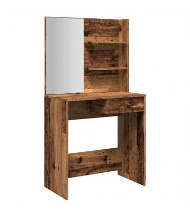vidaXL Dressing Table with Mirror Old Wood 74.5x40x141 cm