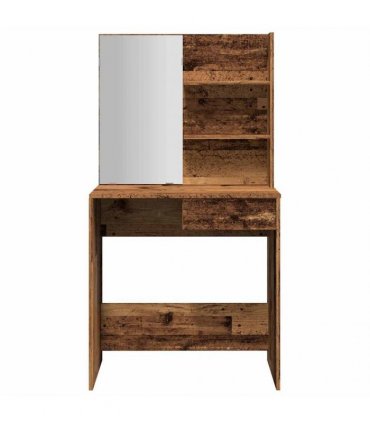 vidaXL Dressing Table with Mirror Old Wood 74.5x40x141 cm