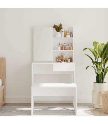 vidaXL Dressing Table with Mirror White 74.5x40x141 cm