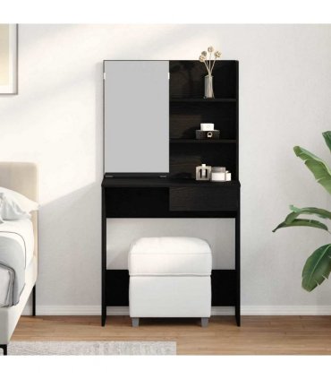 vidaXL Dressing Table Black Oak 74.5 x 40 x 141 cm Engineered Wood