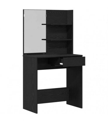 vidaXL Dressing Table Black Oak 74.5 x 40 x 141 cm Engineered Wood