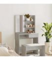 vidaXL Dressing Table with Mirror Concrete Grey 74.5x40x141 cm