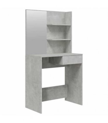 vidaXL Dressing Table with Mirror Concrete Grey 74.5x40x141 cm
