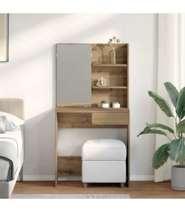 vidaXL Dressing Table with Mirror Artisan Oak 74.5x40x141 cm