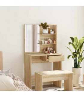 vidaXL Dressing Table with Mirror Sonoma Oak 74.5x40x141 cm