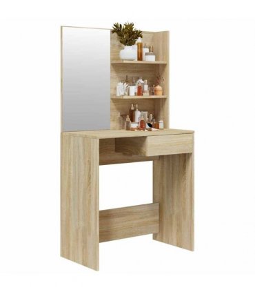 vidaXL Dressing Table with Mirror Sonoma Oak 74.5x40x141 cm