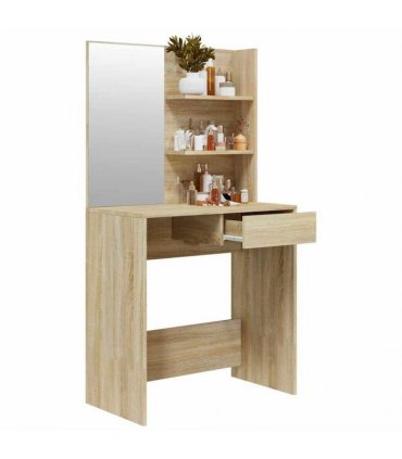 vidaXL Dressing Table with Mirror Sonoma Oak 74.5x40x141 cm