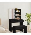 vidaXL Dressing Table with Mirror Black 74.5x40x141 cm