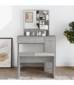 vidaXL Dressing Table with Mirror Concrete Grey 86.5x35x136 cm