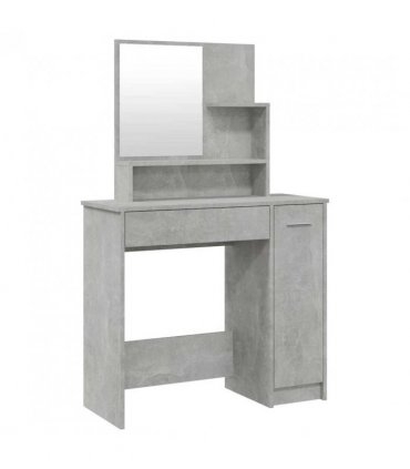 vidaXL Dressing Table with Mirror Concrete Grey 86.5x35x136 cm