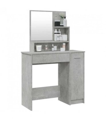 vidaXL Dressing Table with Mirror Concrete Grey 86.5x35x136 cm