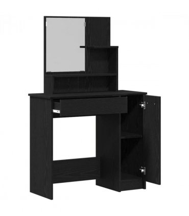vidaXL Dressing Table Black Oak 86.5 x 35 x 136 cm Engineered Wood