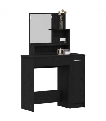 vidaXL Dressing Table Black Oak 86.5 x 35 x 136 cm Engineered Wood