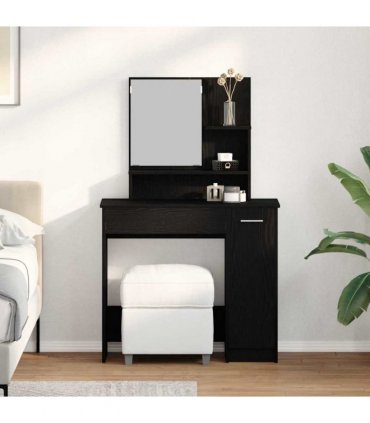 vidaXL Dressing Table Black Oak 86.5 x 35 x 136 cm Engineered Wood