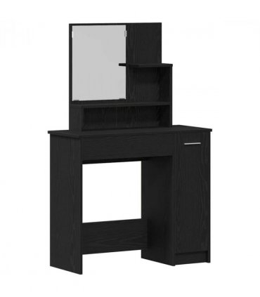 vidaXL Dressing Table Black Oak 86.5 x 35 x 136 cm Engineered Wood