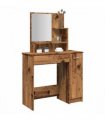 vidaXL Dressing Table with Mirror Old Wood 86.5x35x136 cm