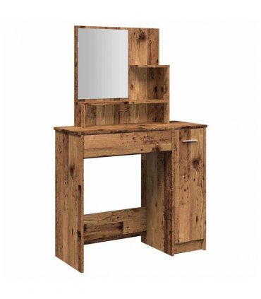 vidaXL Dressing Table with Mirror Old Wood 86.5x35x136 cm