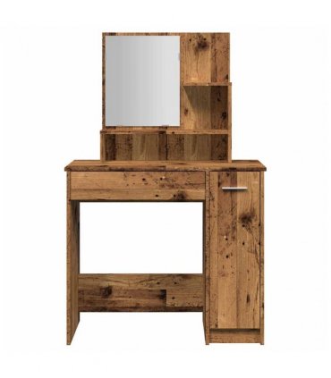 vidaXL Dressing Table with Mirror Old Wood 86.5x35x136 cm