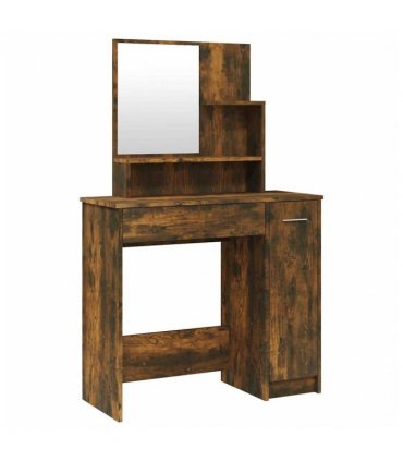 vidaXL Dressing Table with Mirror Smoked Oak 86.5x35x136 cm