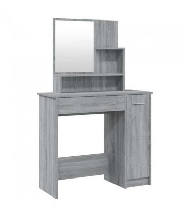 vidaXL Dressing Table with Mirror Grey Sonoma 86.5x35x136 cm