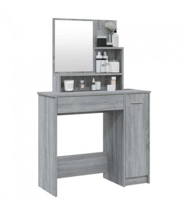 vidaXL Dressing Table with Mirror Grey Sonoma 86.5x35x136 cm
