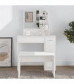 vidaXL Dressing Table with Mirror White 86.5x35x136 cm