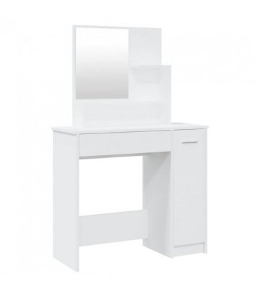 vidaXL Dressing Table with Mirror White 86.5x35x136 cm
