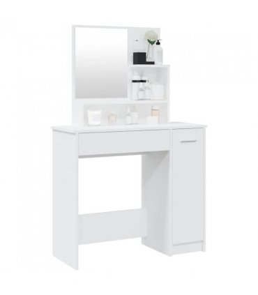 vidaXL Dressing Table with Mirror White 86.5x35x136 cm