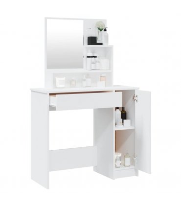 vidaXL Dressing Table with Mirror White 86.5x35x136 cm