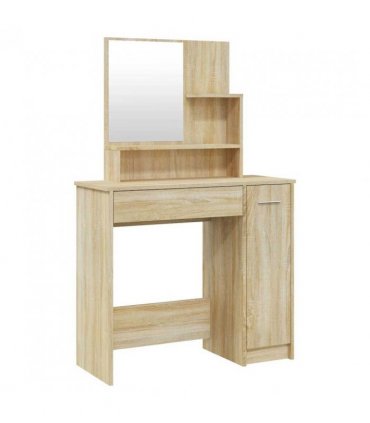 vidaXL Dressing Table with Mirror Sonoma Oak 86.5x35x136 cm
