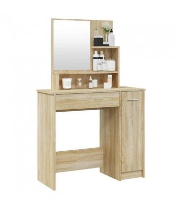 vidaXL Dressing Table with Mirror Sonoma Oak 86.5x35x136 cm