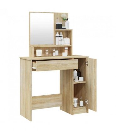 vidaXL Dressing Table with Mirror Sonoma Oak 86.5x35x136 cm
