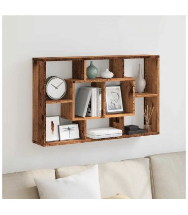 vidaXL Wall Shelf Old Wood 85x16x52.5 cm Engineered Wood