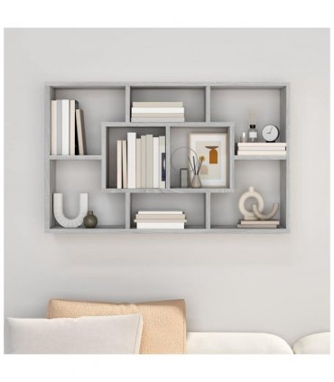 vidaXL Wall Shelf Grey Sonoma 85x16x52.5 cm Engineered Wood